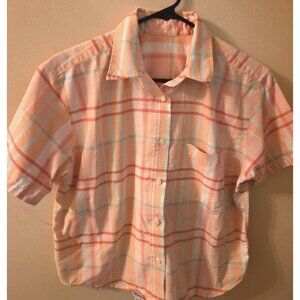Vintage Womens CABIN CREEK Size 8 Blouse Button Front Wrinkle Free Short Sleeve